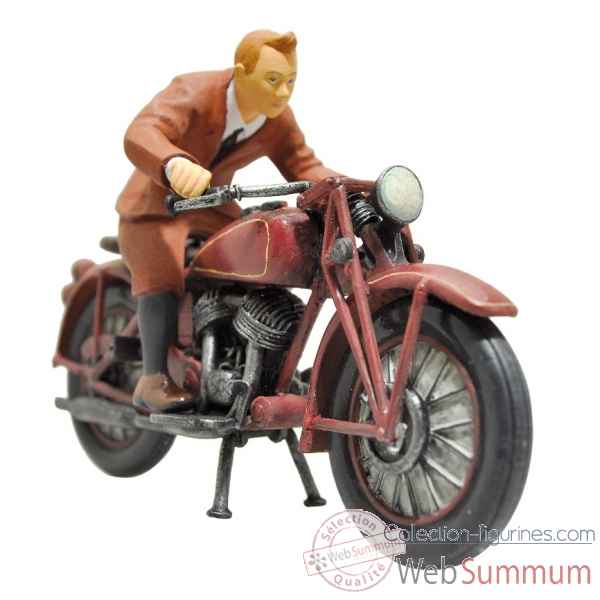 Coffret figurine tintin sur sa moto Plastoy 60872